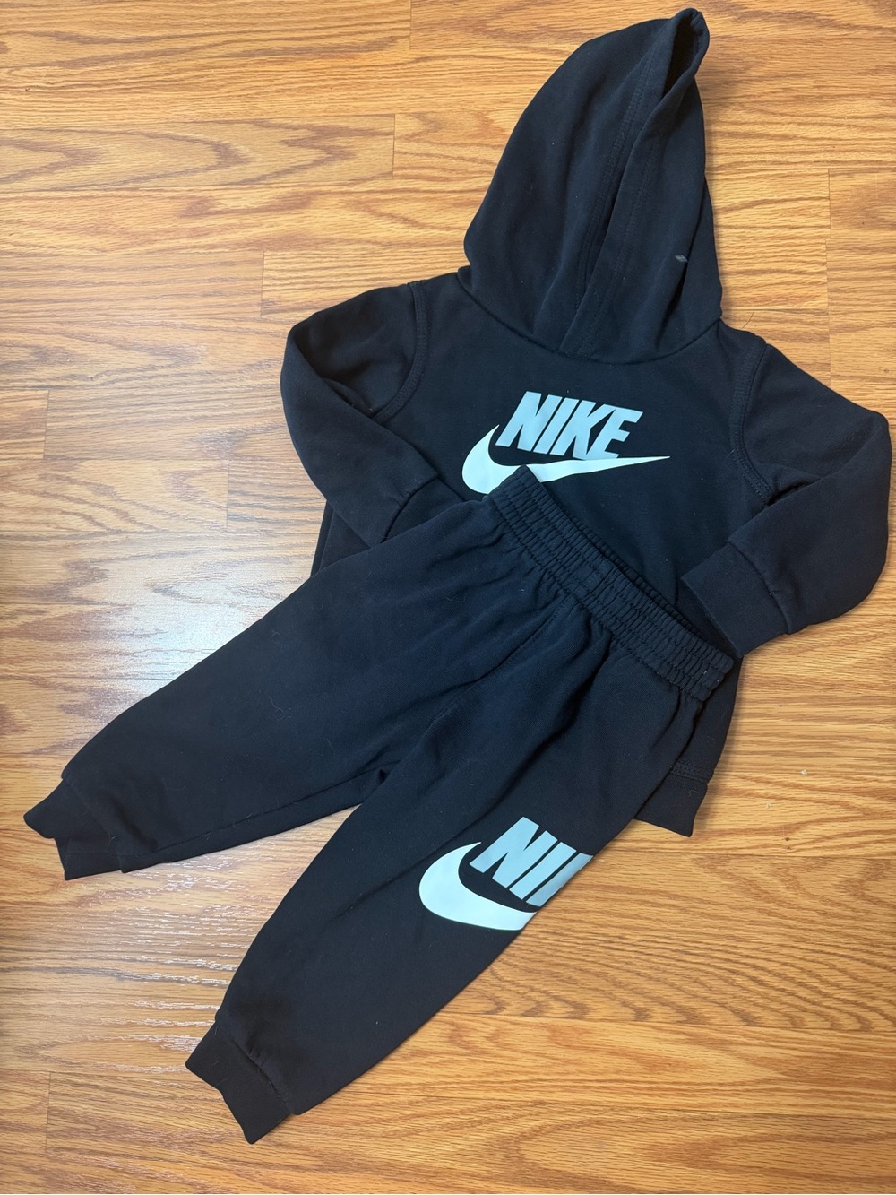 Nike Toddler Black Hoodie & Jogger Set with White Logo- 18 months